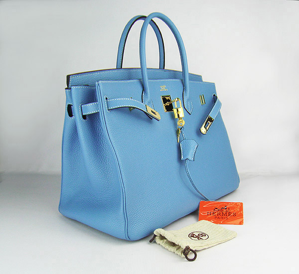 Replica Hermes Birkin 40CM Togo Bag Light Blue 6099 Online - Click Image to Close